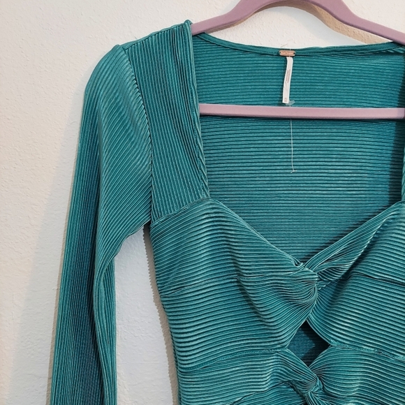 Free People NEW Leah Twist Tube Top Teal XS - Picture 3 of 14
